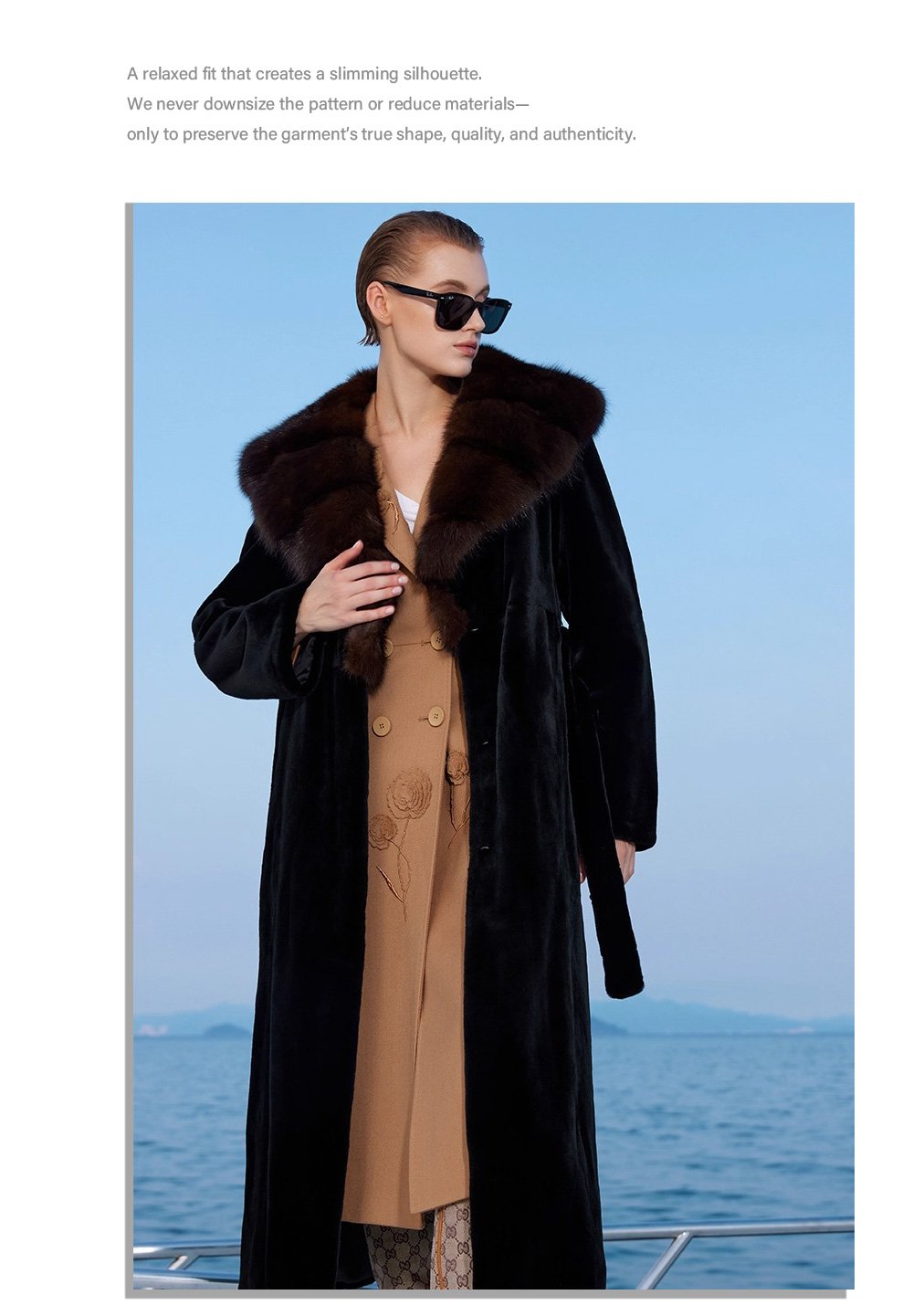 women’s full pelt mink fur coat – purple mink collar, fashionable & youthful, winter new collection