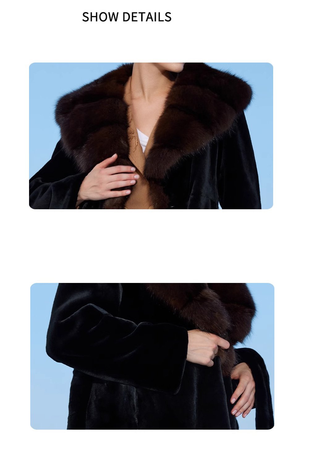 women’s full pelt mink fur coat – purple mink collar, fashionable & youthful, winter new collection
