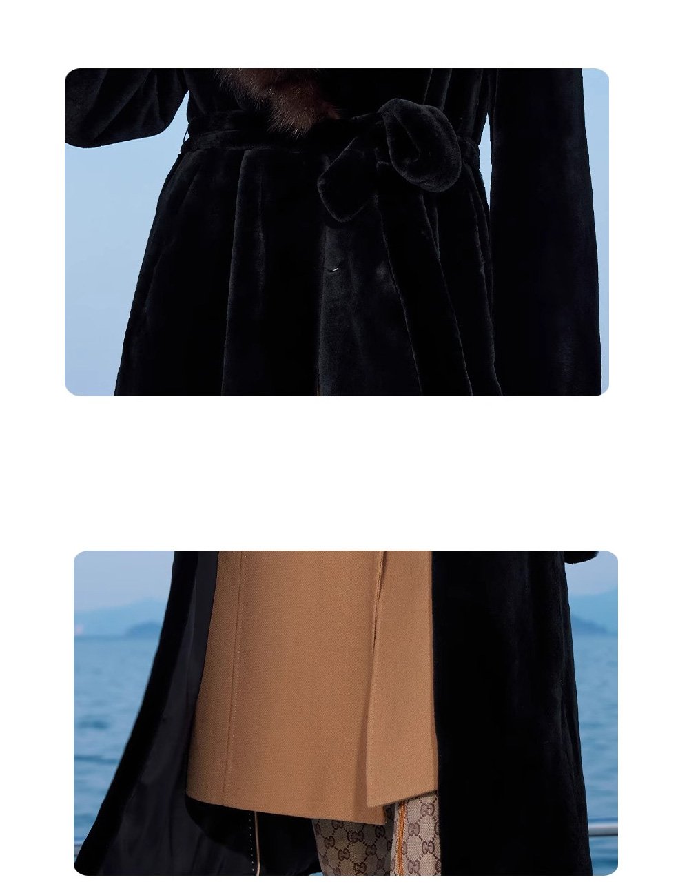 women’s full pelt mink fur coat – purple mink collar, fashionable & youthful, winter new collection