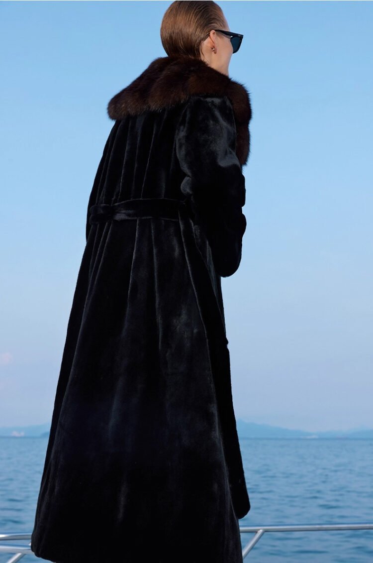 women’s full pelt mink fur coat – purple mink collar, fashionable & youthful, winter new collection