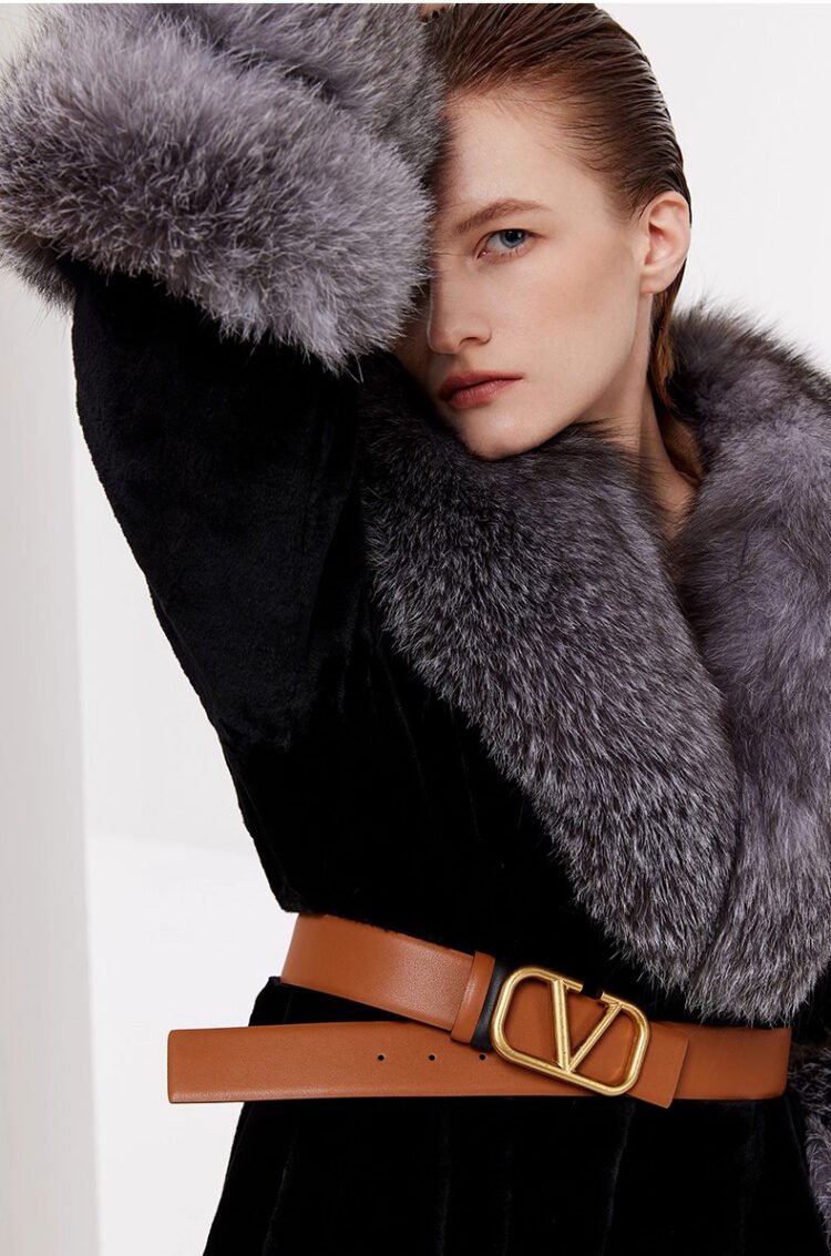 women’s luxury full pelt mink fur coat – imported mink with fox fur collar, new fashion collection