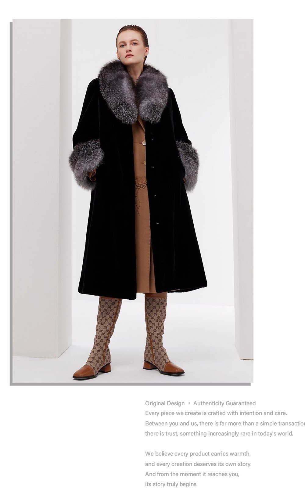women’s luxury full pelt mink fur coat – imported mink with fox fur collar, new fashion collection