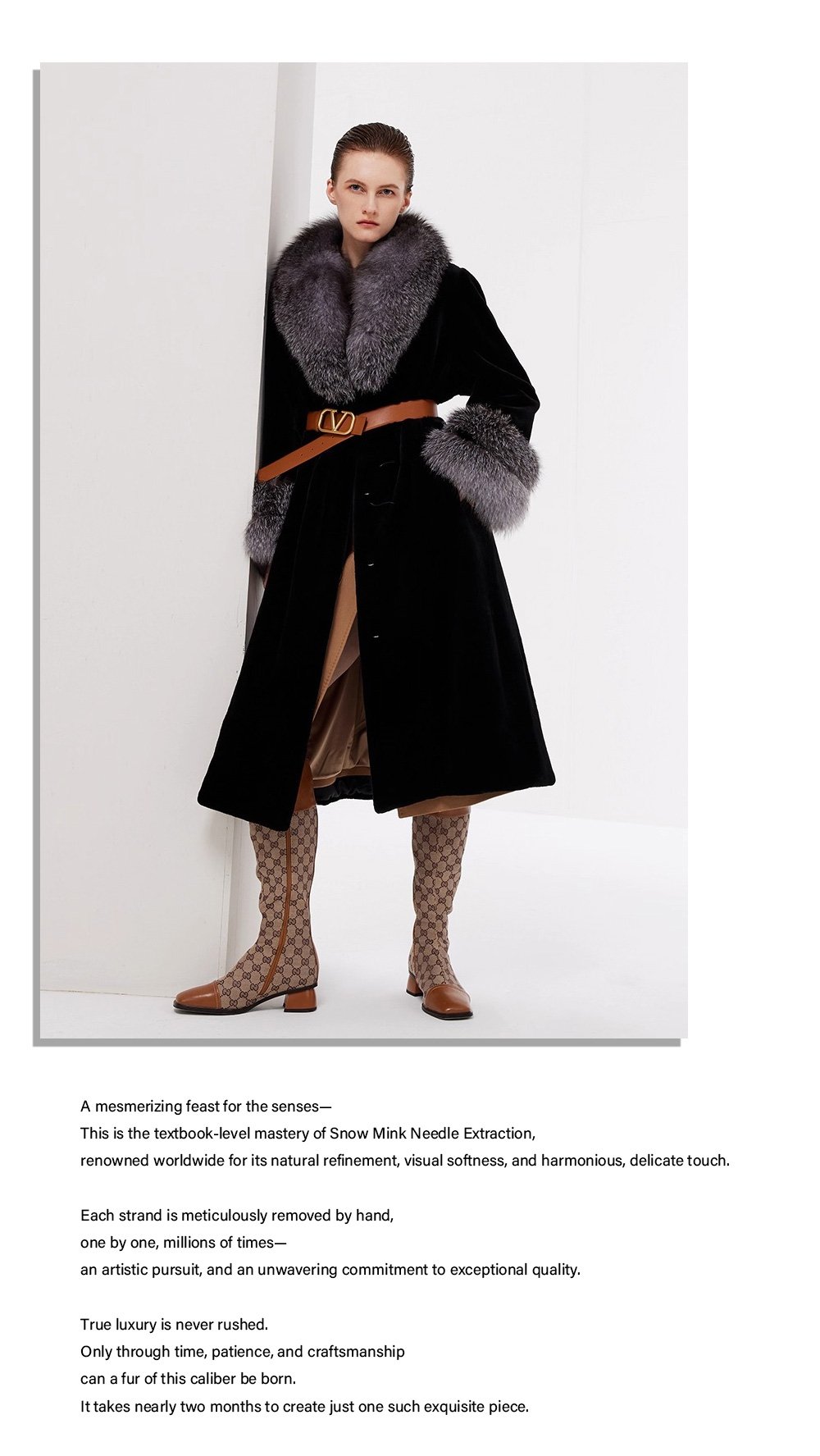 women’s luxury full pelt mink fur coat – imported mink with fox fur collar, new fashion collection