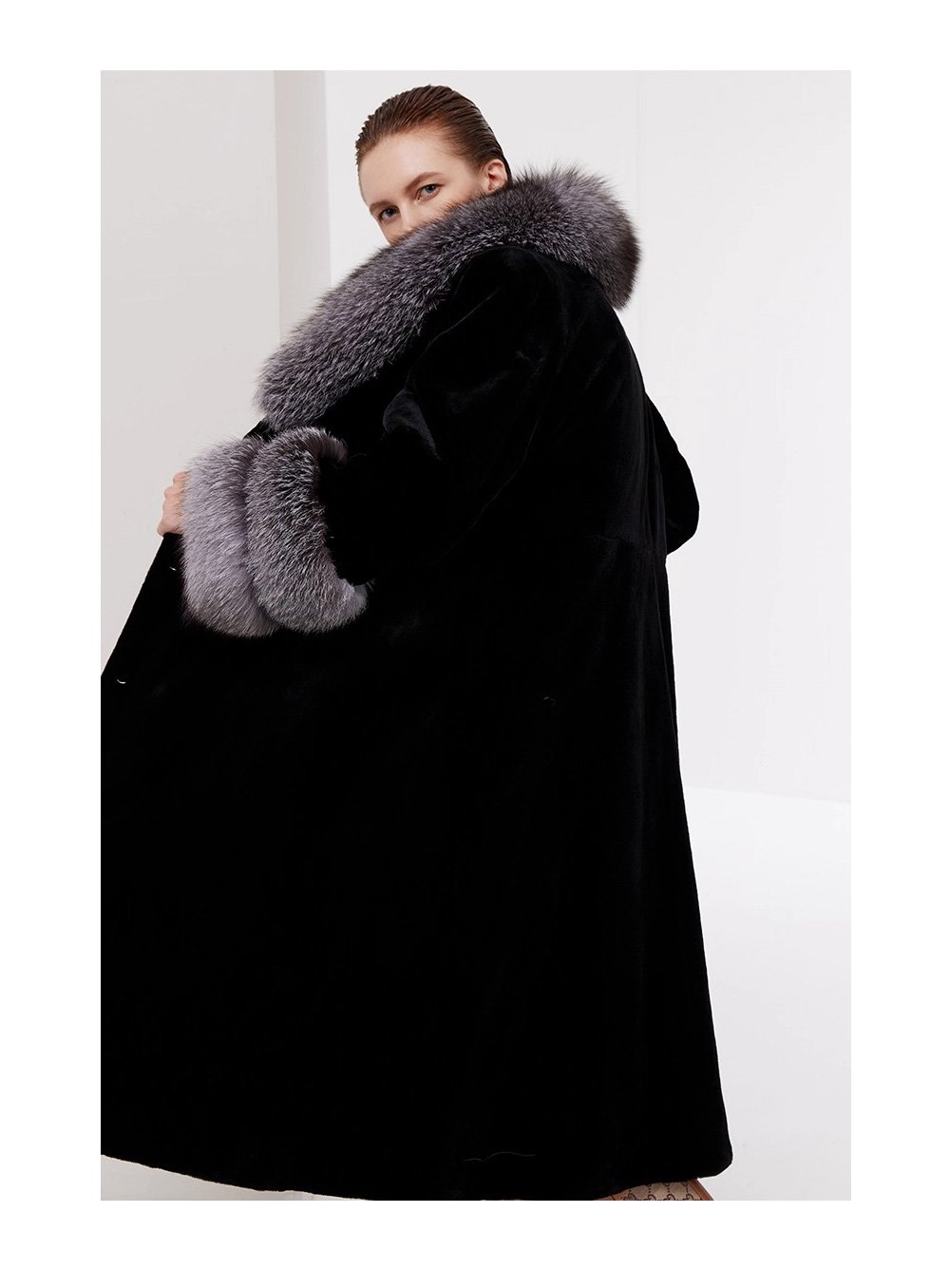 women’s luxury full pelt mink fur coat – imported mink with fox fur collar, new fashion collection