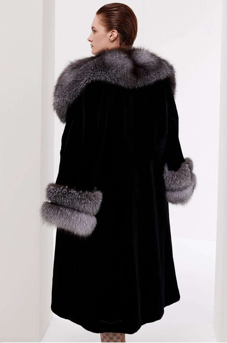 women’s luxury full pelt mink fur coat – imported mink with fox fur collar, new fashion collection