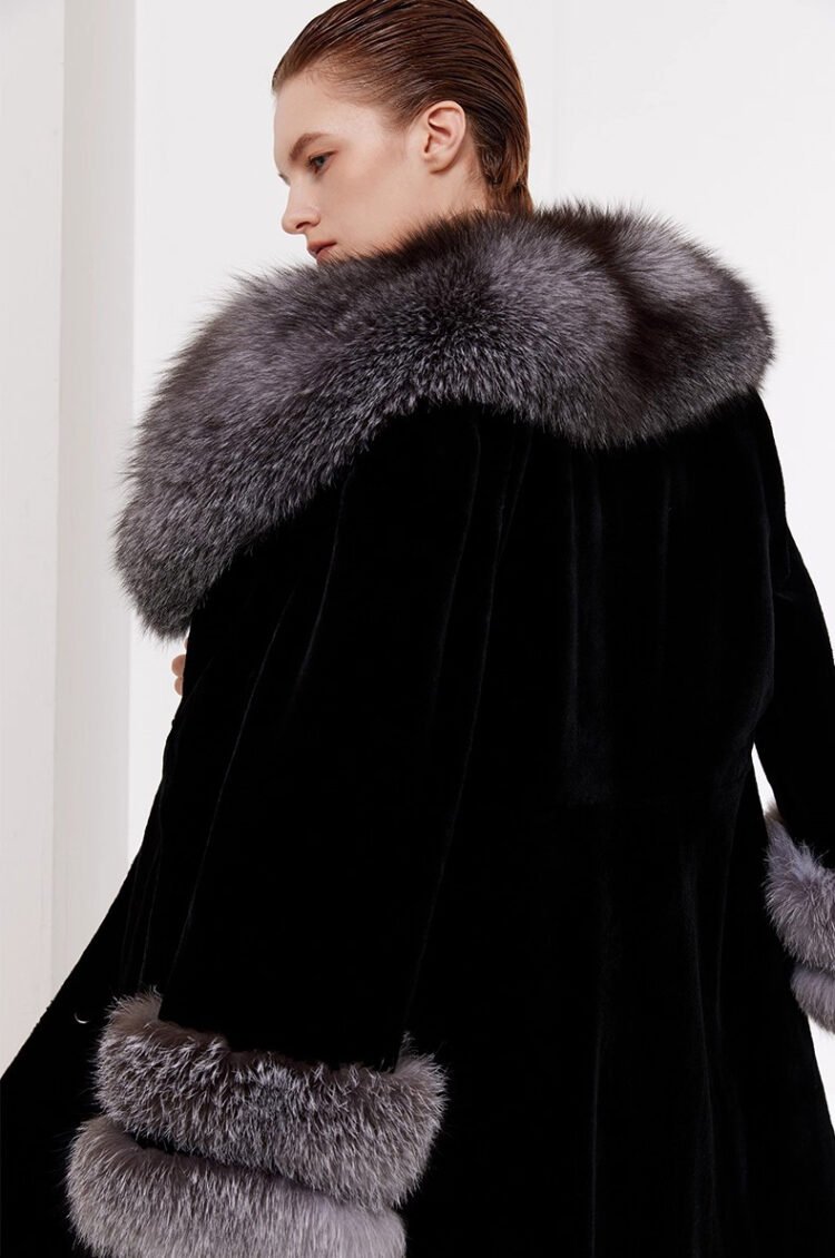 women’s luxury full pelt mink fur coat – imported mink with fox fur collar, new fashion collection