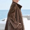 women’s luxury imported mink fur coat – original 3d check pattern, full pelt mink fleece, winter new collection