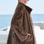 women’s luxury imported mink fur coat – original 3d check pattern, full pelt mink fleece, winter new collection