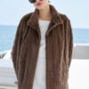 women’s luxury imported mink fur coat – original 3d check pattern, full pelt mink fleece, winter new collection