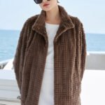 women’s luxury imported mink fur coat – original 3d check pattern, full pelt mink fleece, winter new collection