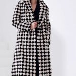 2025 luxury mink fur coat for women – classic checkered pattern