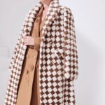2025 luxury mink fur coat for women – classic checkered pattern