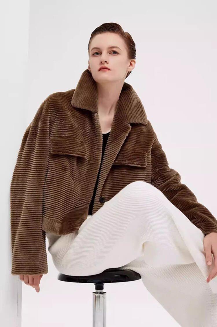 fur jacket for women · short mink coat · youthful & chic mink trim design