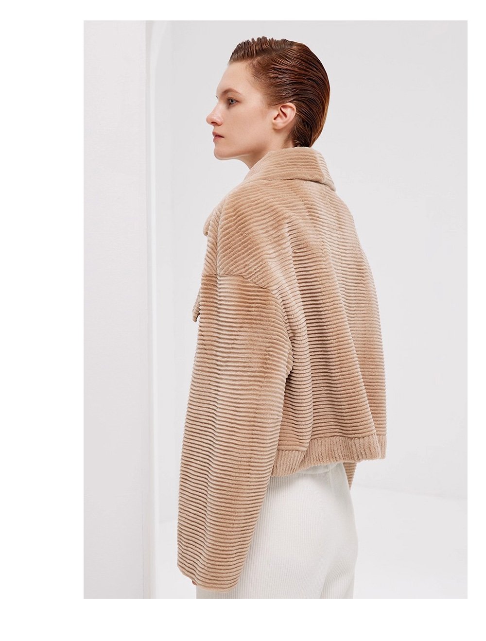 fur jacket for women · short mink coat · youthful & chic mink trim design