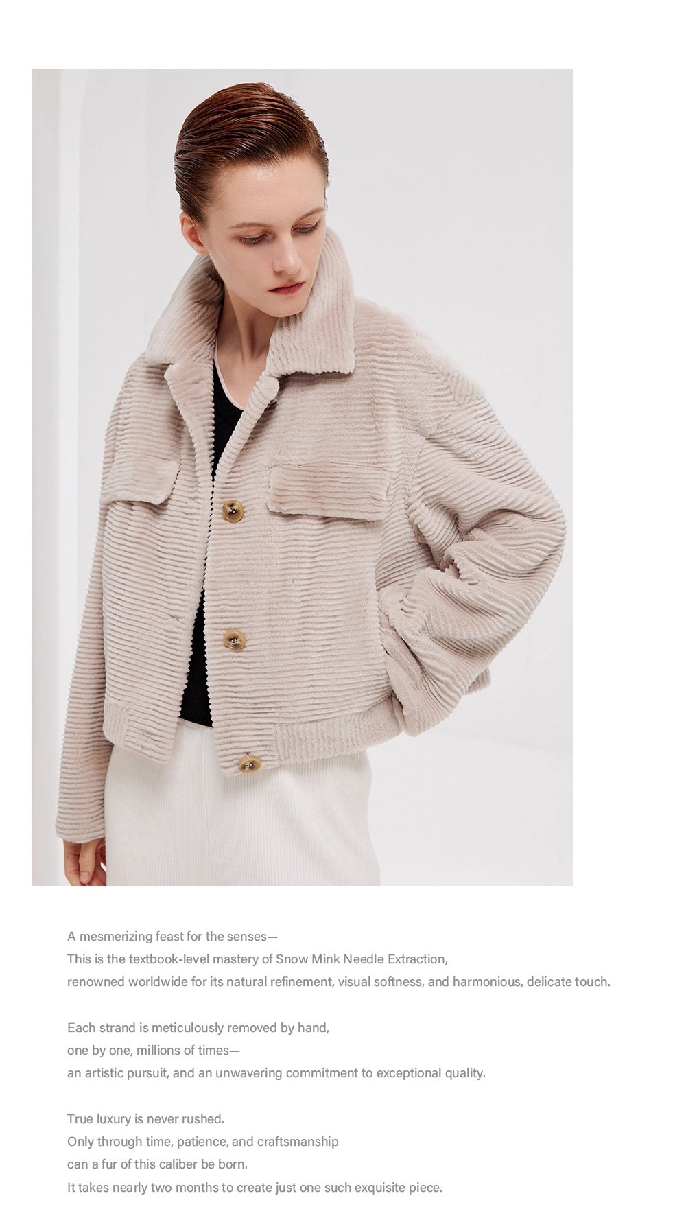 fur jacket for women · short mink coat · youthful & chic mink trim design