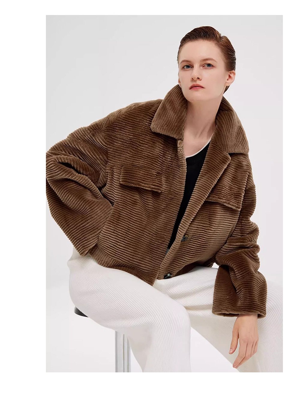 fur jacket for women · short mink coat · youthful & chic mink trim design