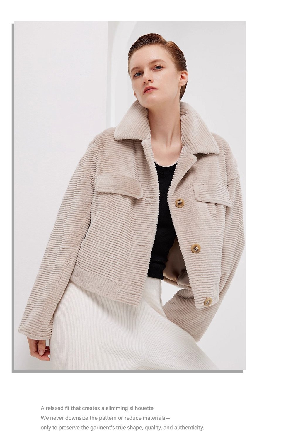 fur jacket for women · short mink coat · youthful & chic mink trim design