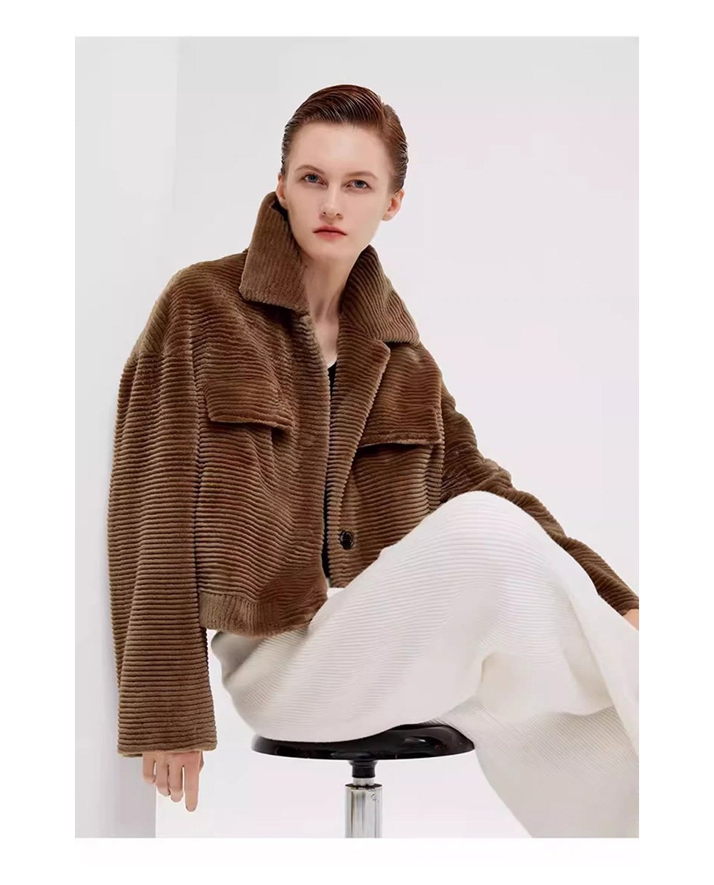 fur jacket for women · short mink coat · youthful & chic mink trim design