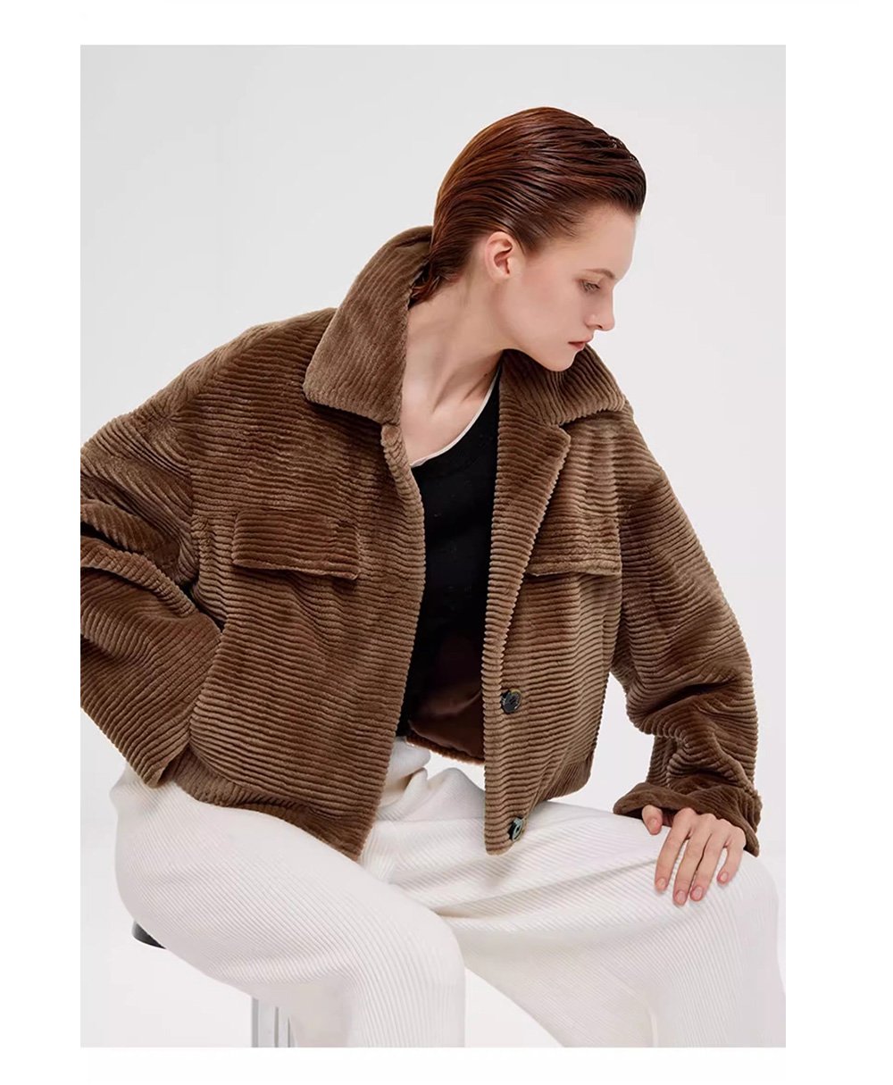 fur jacket for women · short mink coat · youthful & chic mink trim design