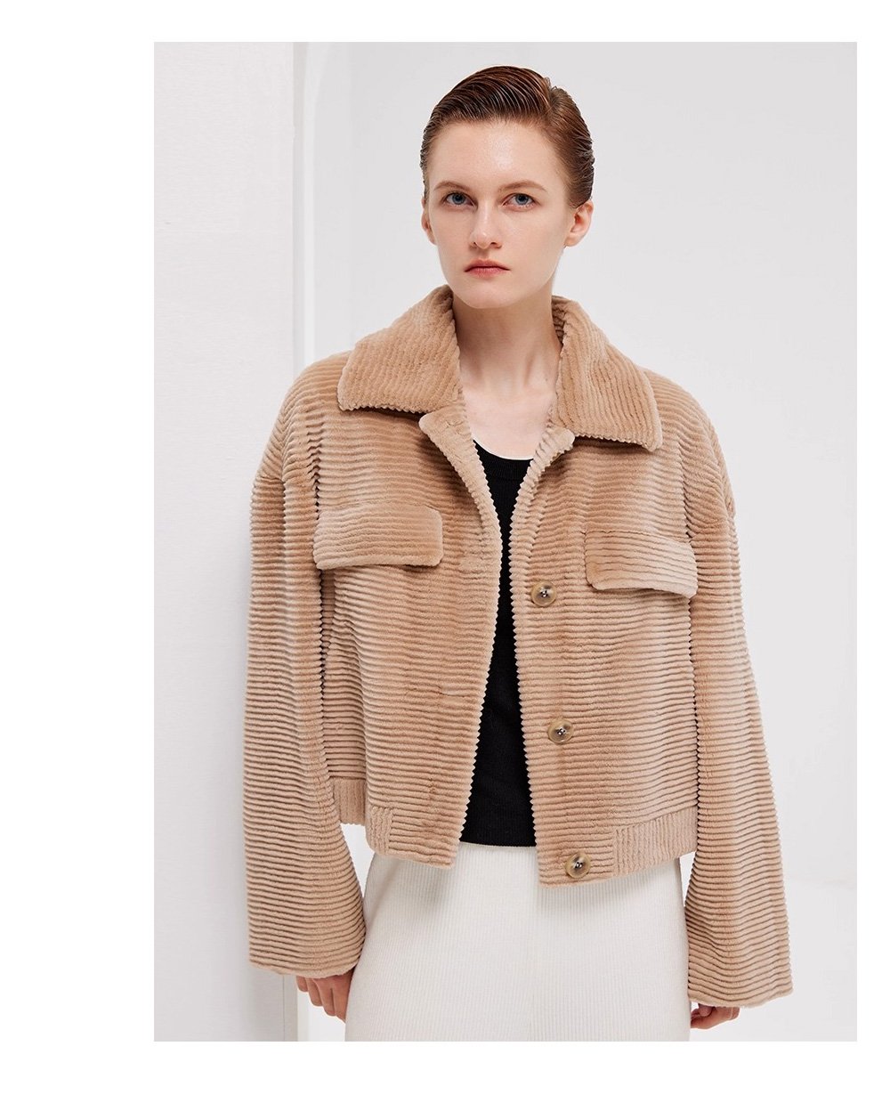 fur jacket for women · short mink coat · youthful & chic mink trim design