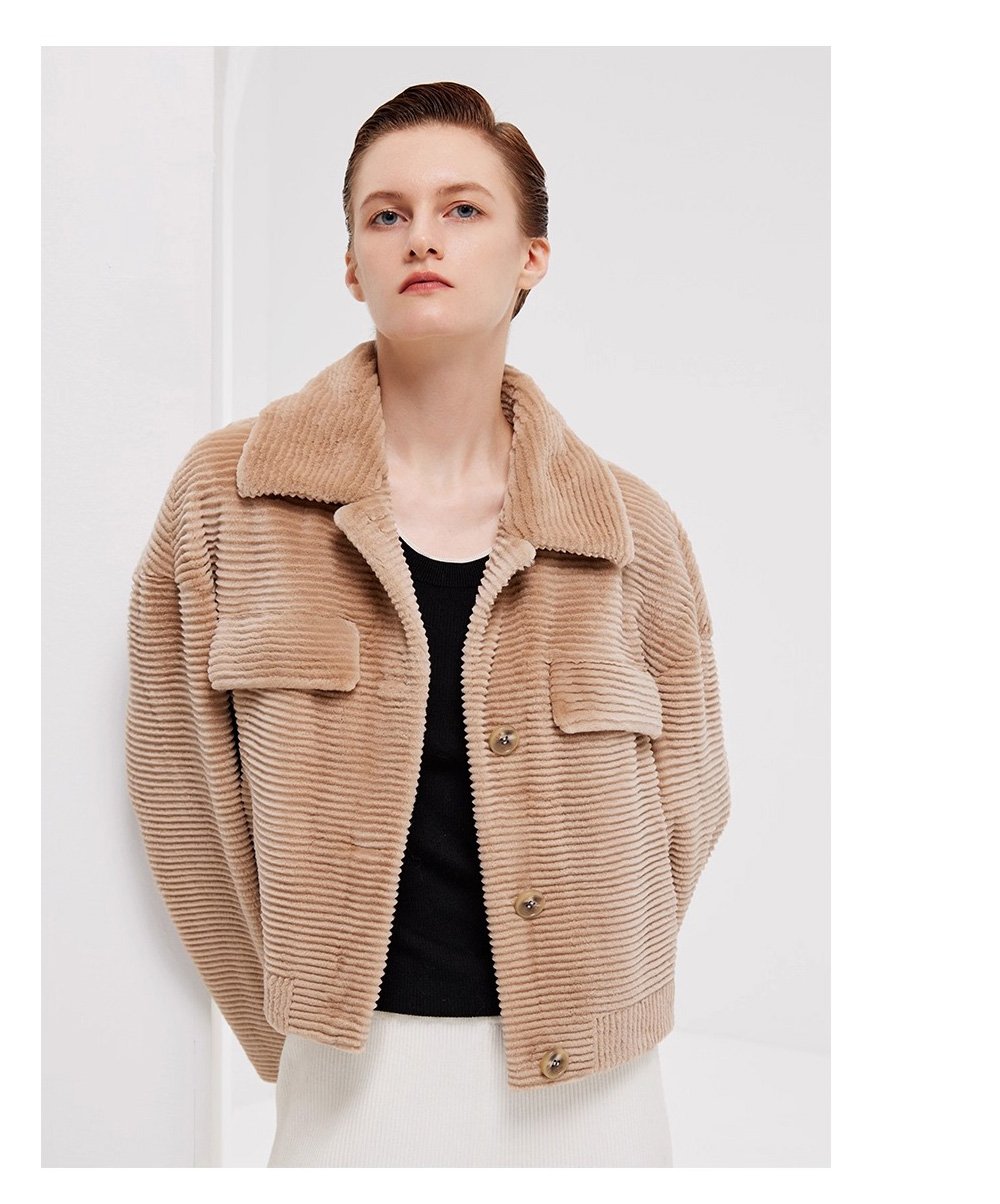 fur jacket for women · short mink coat · youthful & chic mink trim design