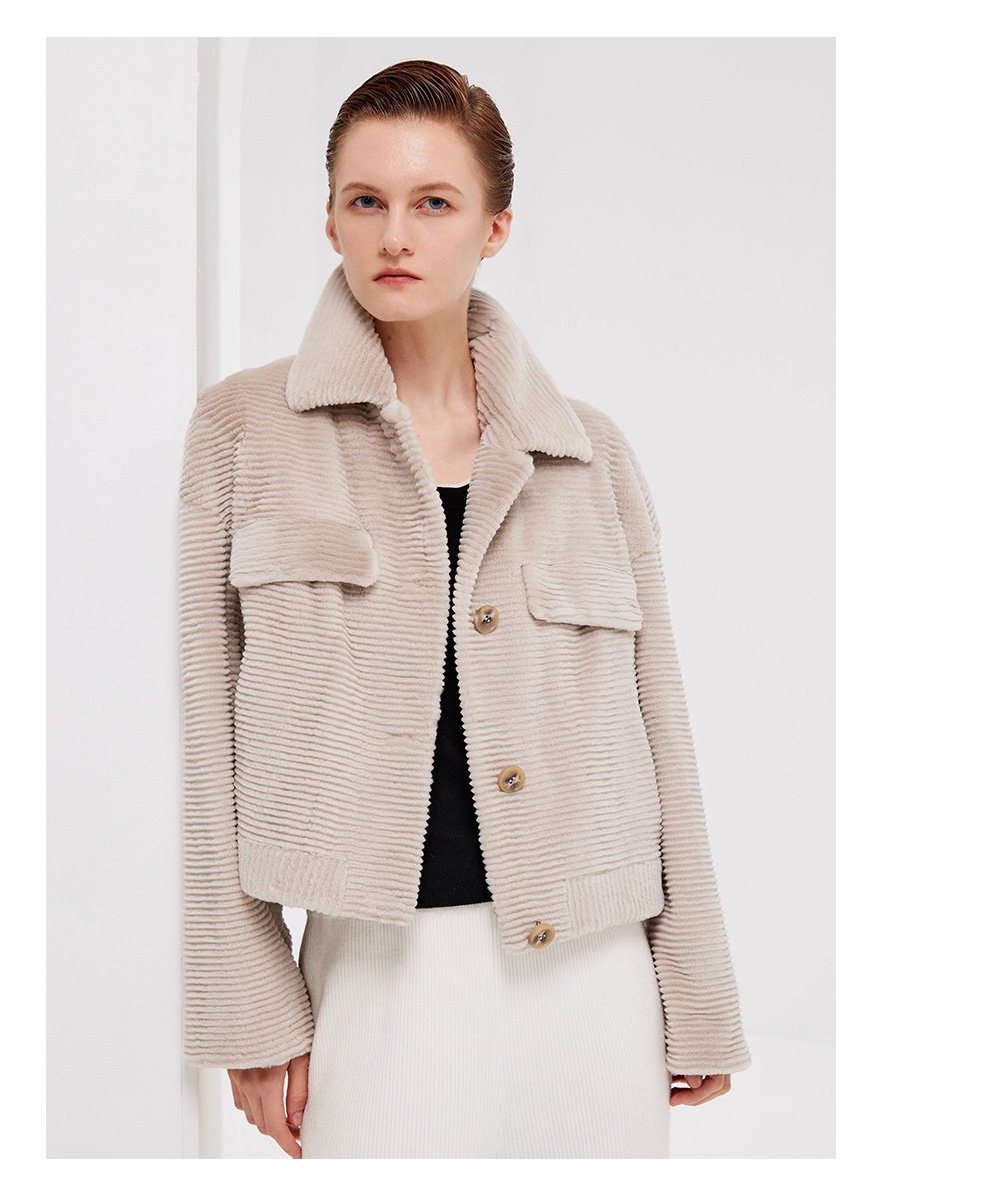 fur jacket for women · short mink coat · youthful & chic mink trim design