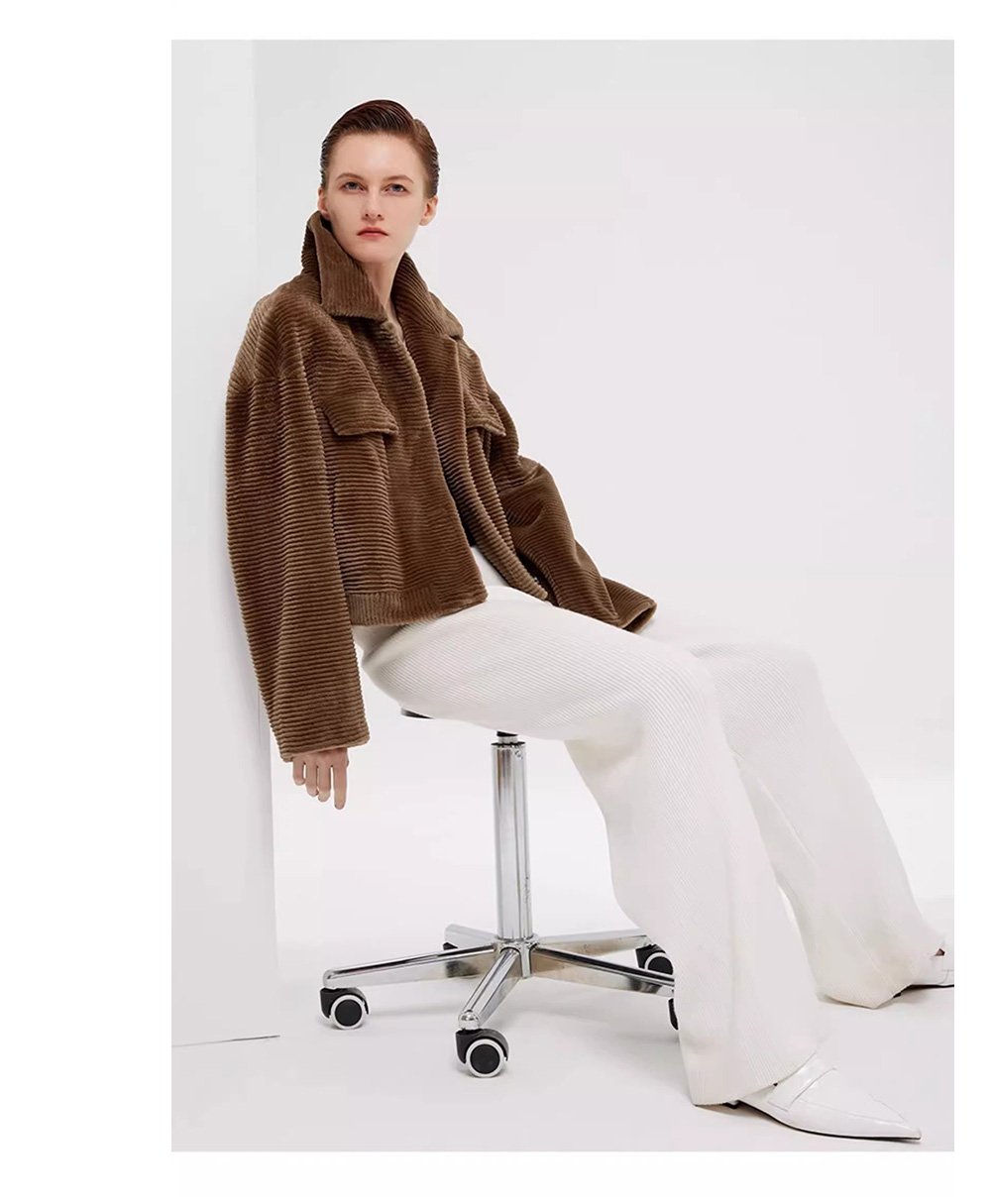 fur jacket for women · short mink coat · youthful & chic mink trim design