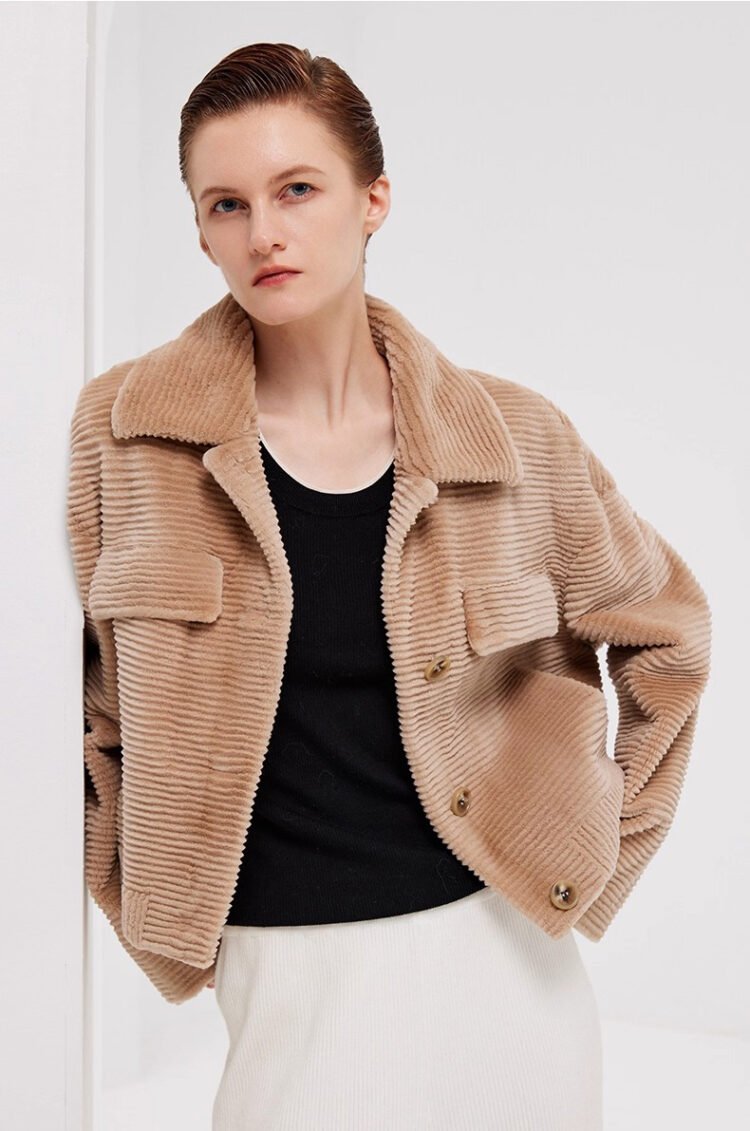 fur jacket for women · short mink coat · youthful & chic mink trim design