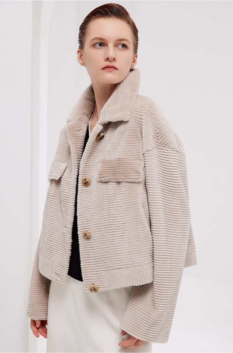 fur jacket for women · short mink coat · youthful & chic mink trim design