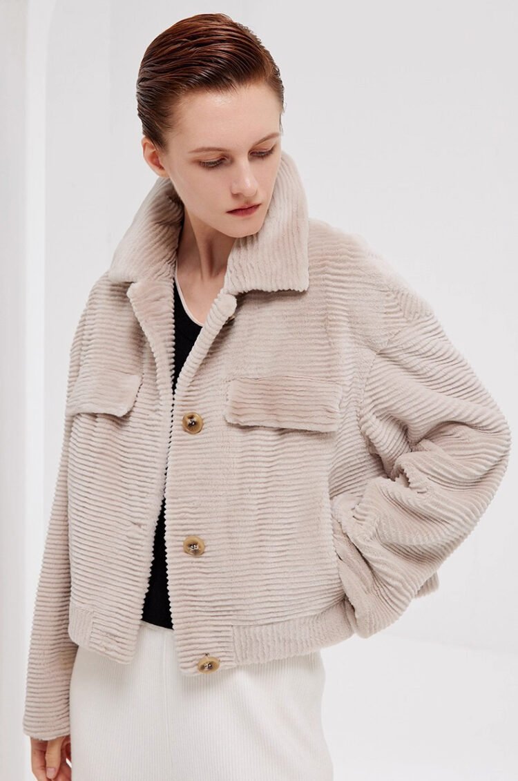 fur jacket for women · short mink coat · youthful & chic mink trim design