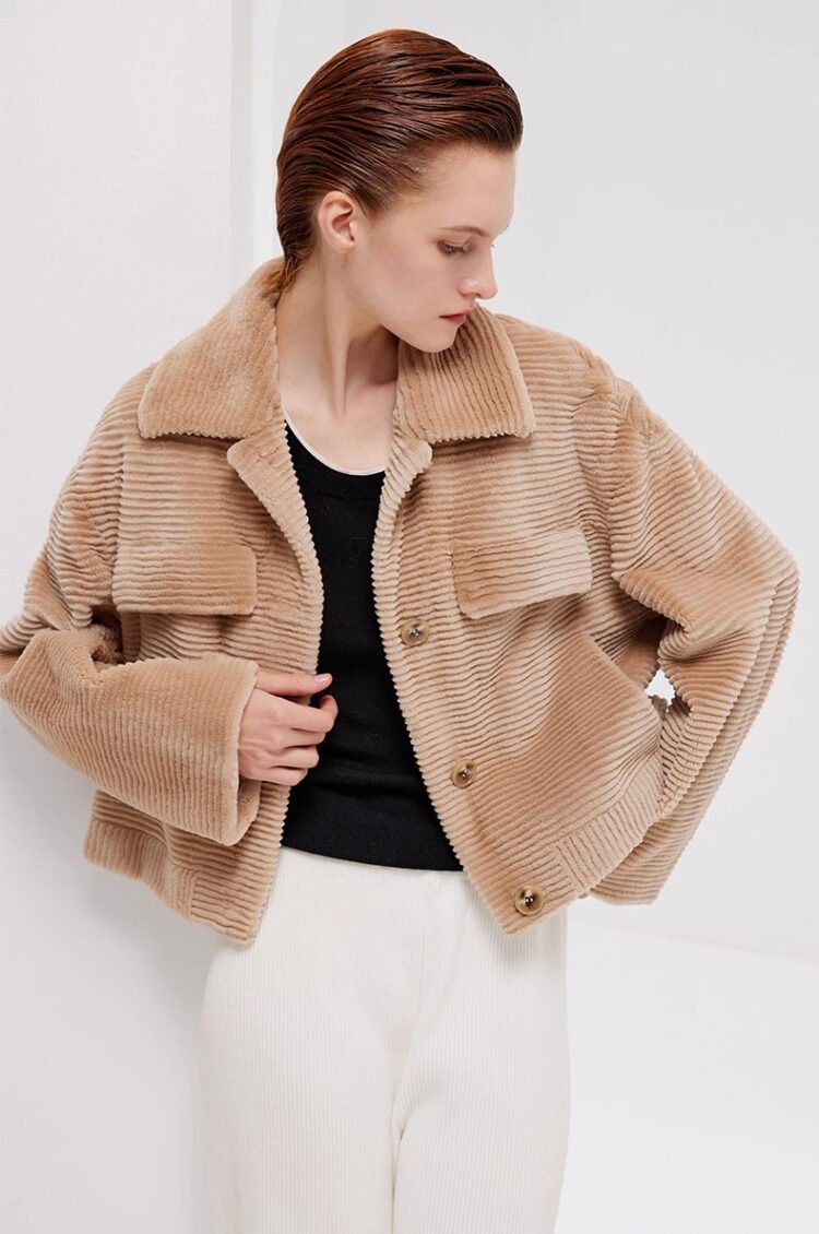 fur jacket for women · short mink coat · youthful & chic mink trim design