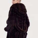purple label velvet mink coat — mid length hooded full skin mink fur jacket for women