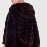 purple label velvet mink coat — mid length hooded full skin mink fur jacket for women