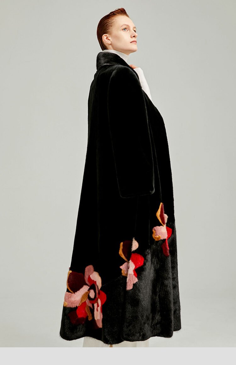 original new mink fur coat for women — imported american mink, over knee luxury winter long coat