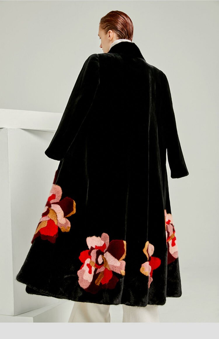 original new mink fur coat for women — imported american mink, over knee luxury winter long coat