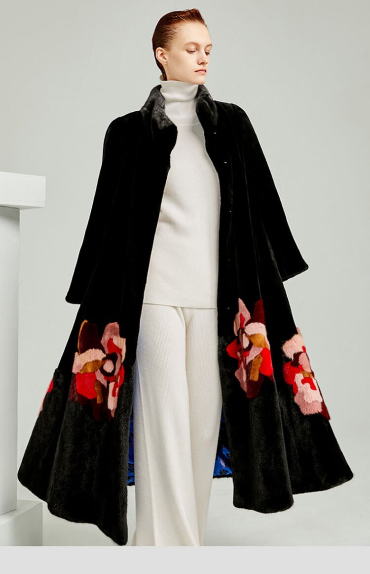 original new mink fur coat for women — imported american mink, over knee luxury winter long coat