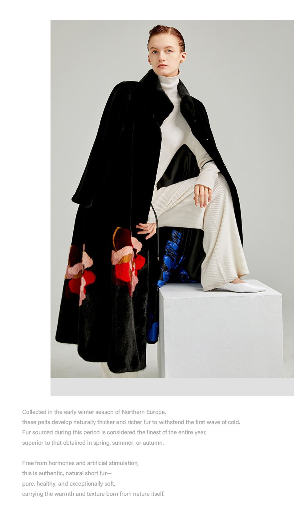 original new mink fur coat for women — imported american mink, over knee luxury winter long coat