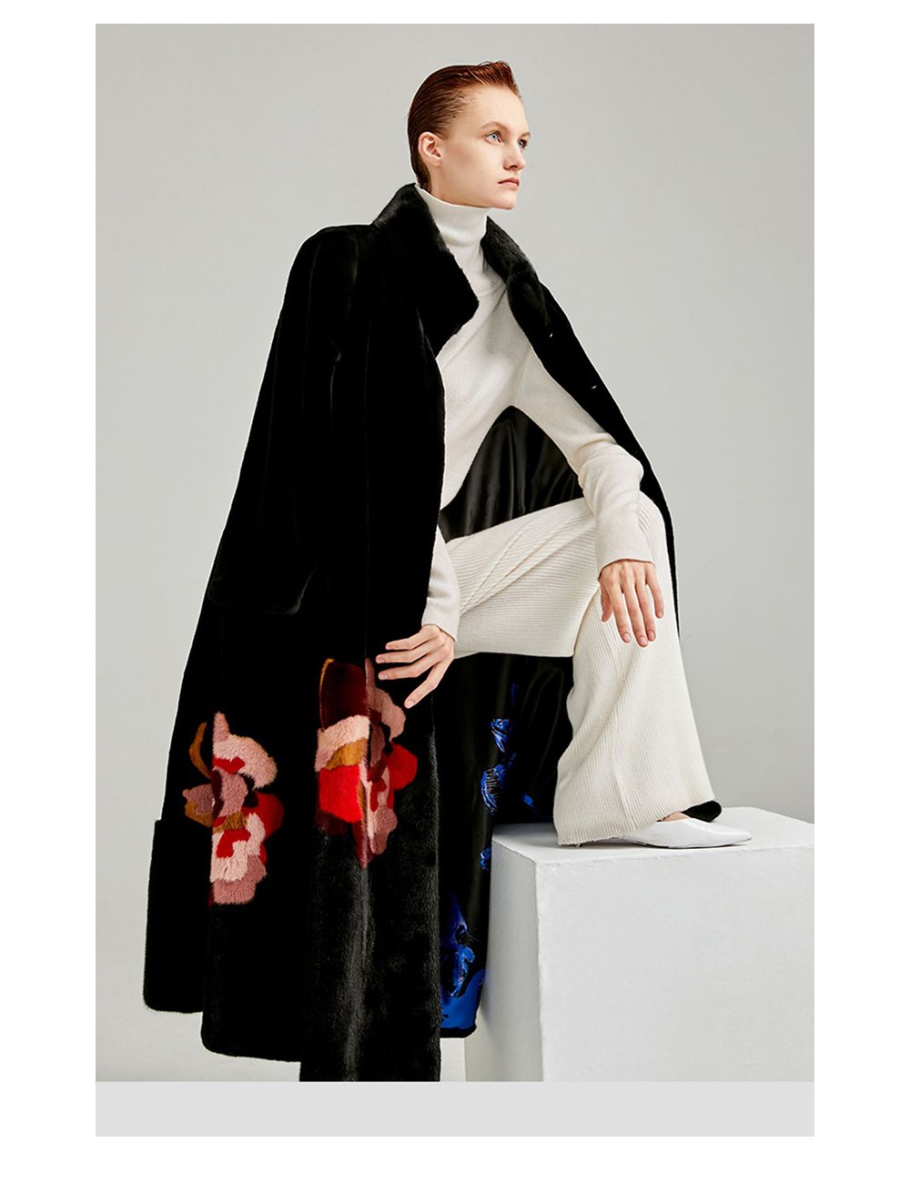 original new mink fur coat for women — imported american mink, over knee luxury winter long coat