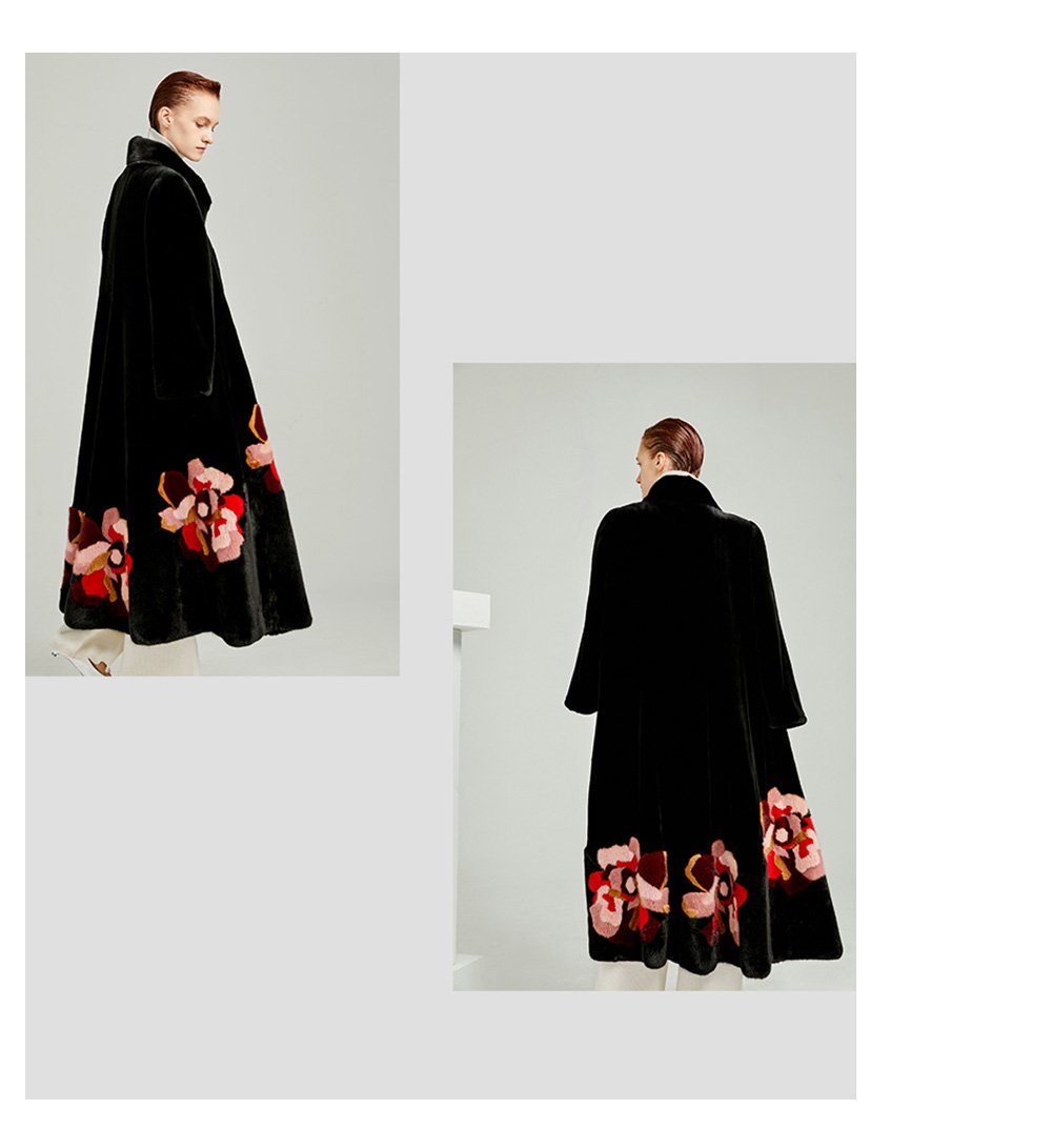 original new mink fur coat for women — imported american mink, over knee luxury winter long coat