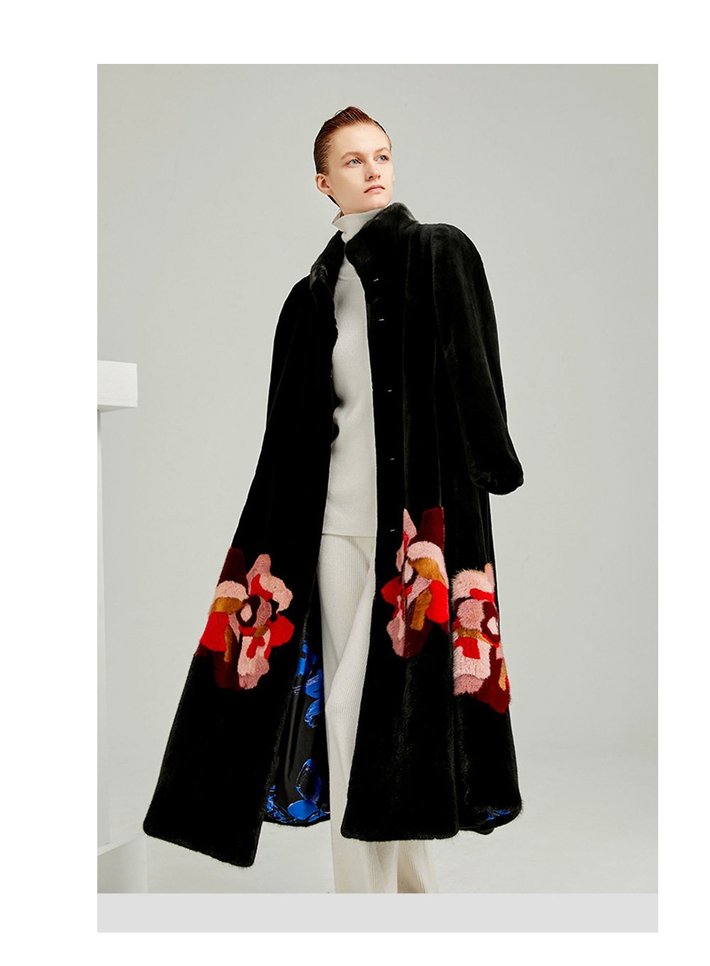 original new mink fur coat for women — imported american mink, over knee luxury winter long coat