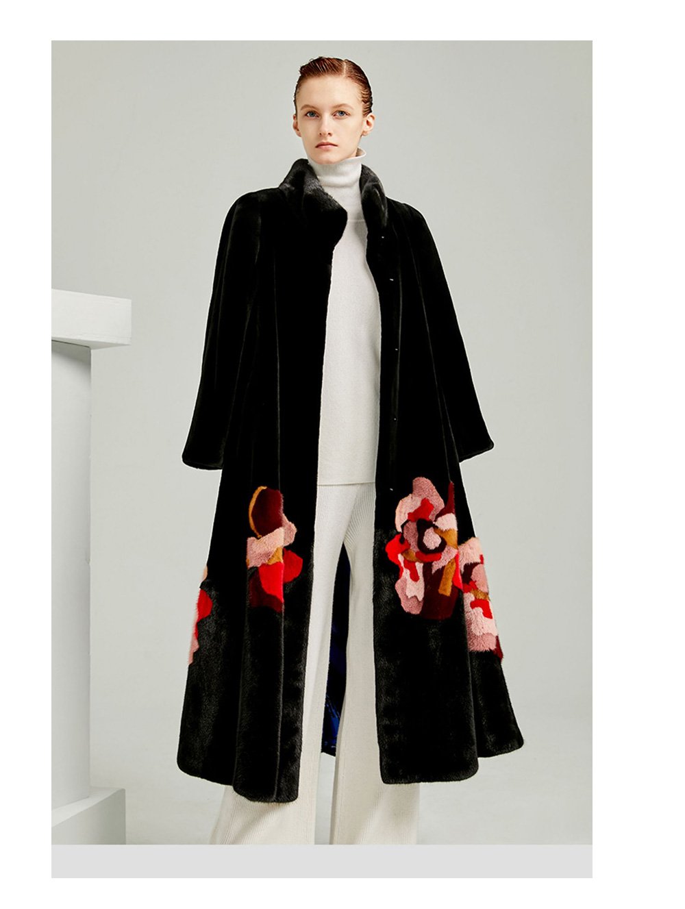 original new mink fur coat for women — imported american mink, over knee luxury winter long coat