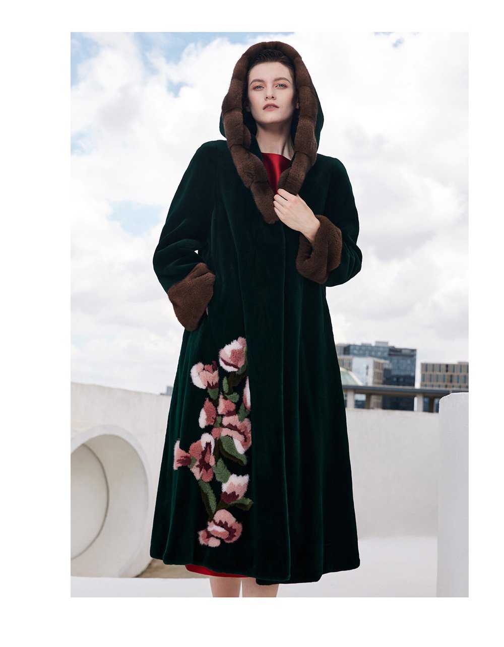 black radiance queen — new full pelt mink fur coat for women, winter hooded mink jacket