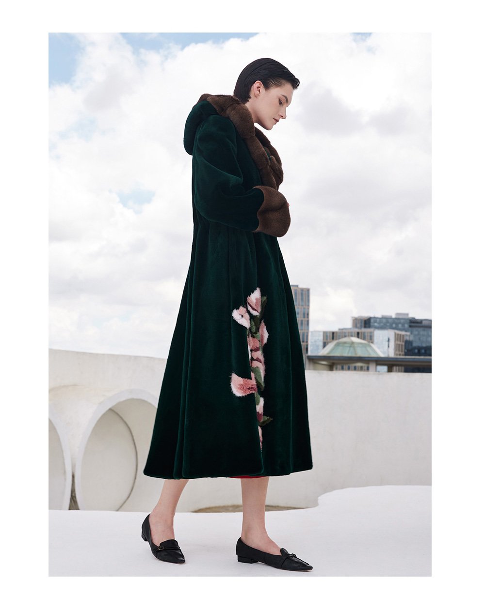 black radiance queen — new full pelt mink fur coat for women, winter hooded mink jacket