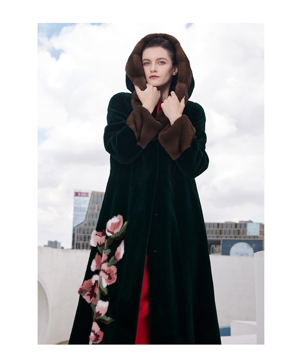 black radiance queen — new full pelt mink fur coat for women, winter hooded mink jacket