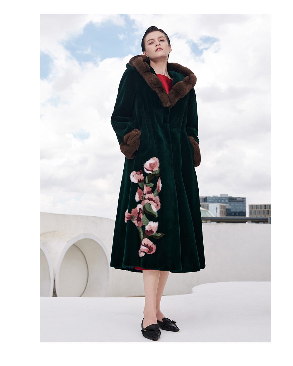 black radiance queen — new full pelt mink fur coat for women, winter hooded mink jacket