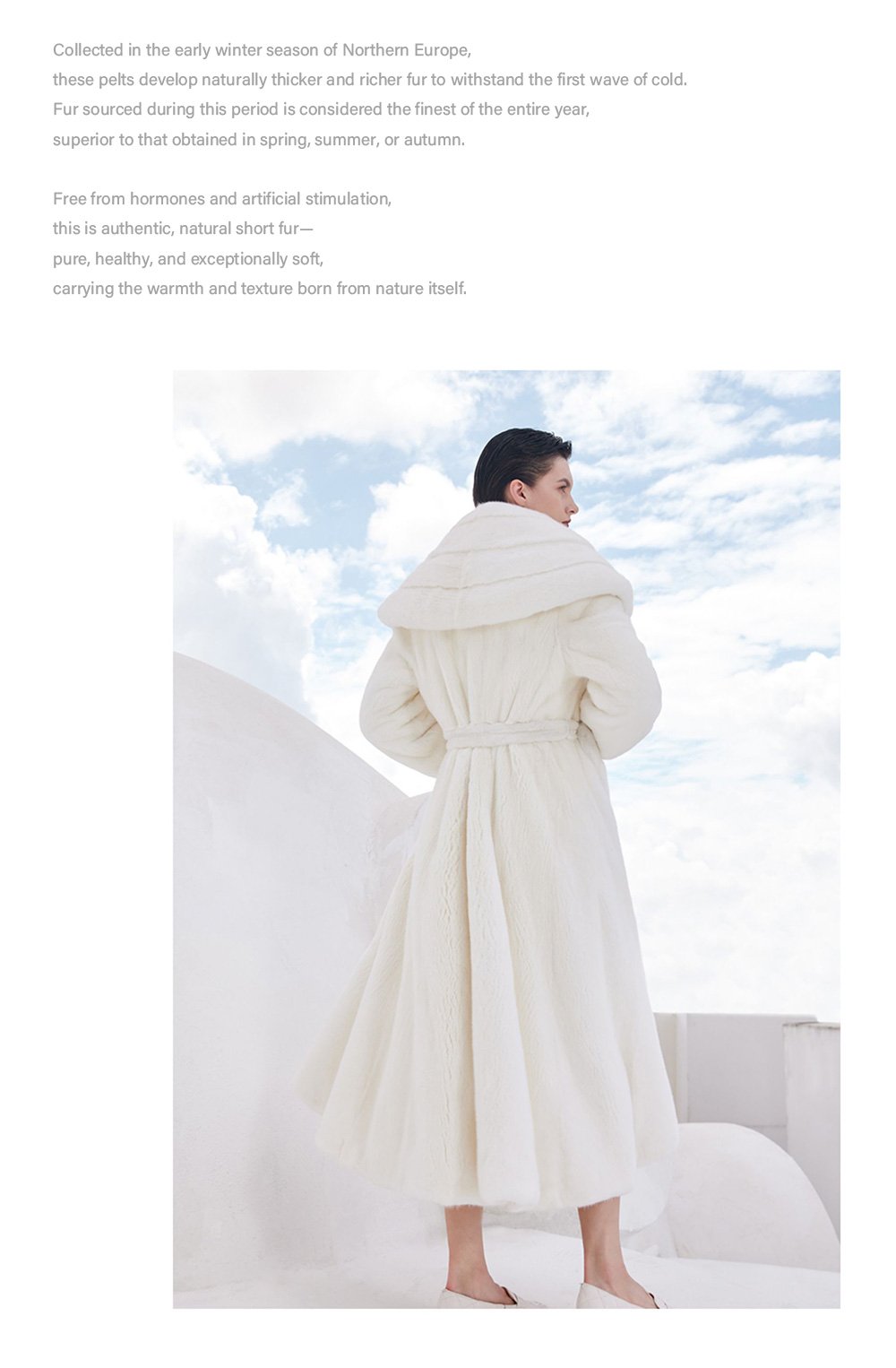 women's natural color full pelt mink fur coat — over knee long, fashionable & youthful winter outerwear