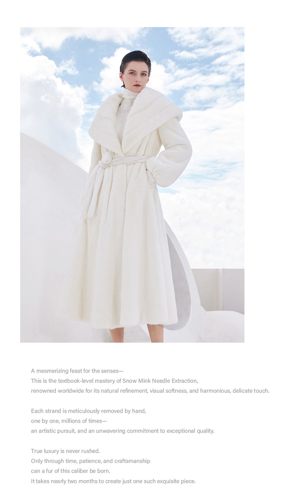 women's natural color full pelt mink fur coat — over knee long, fashionable & youthful winter outerwear