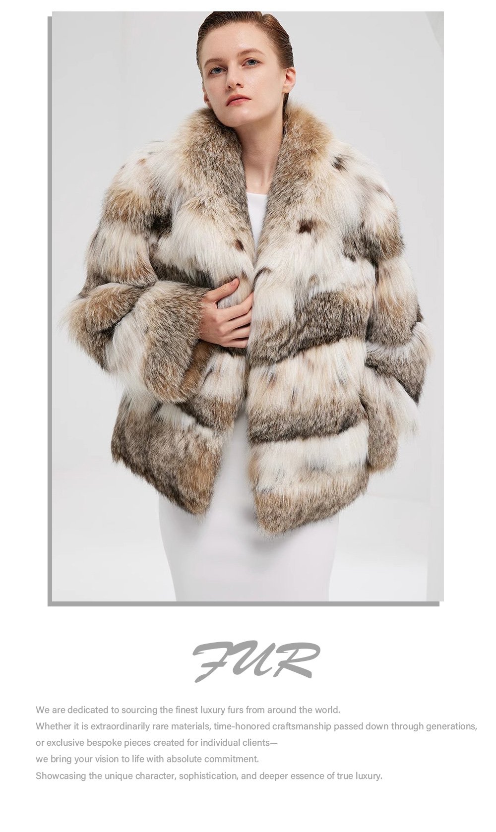 rare luxury canadian lynx fur jacket for women – short youthful design, winter collection