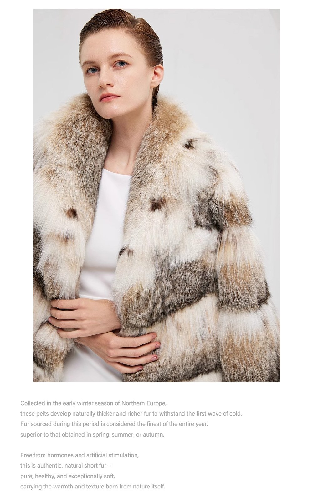 rare luxury canadian lynx fur jacket for women – short youthful design, winter collection