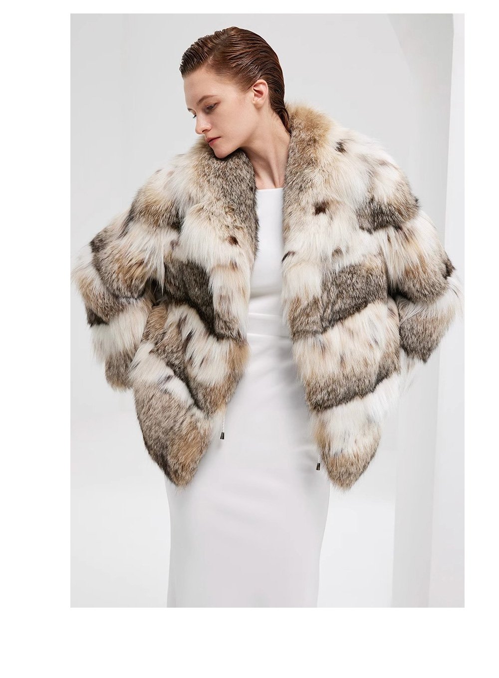 rare luxury canadian lynx fur jacket for women – short youthful design, winter collection